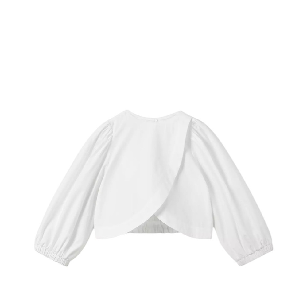 ZARA Kids White Long Sleeve Wrap Poplin Top Blouse | Size 11–12